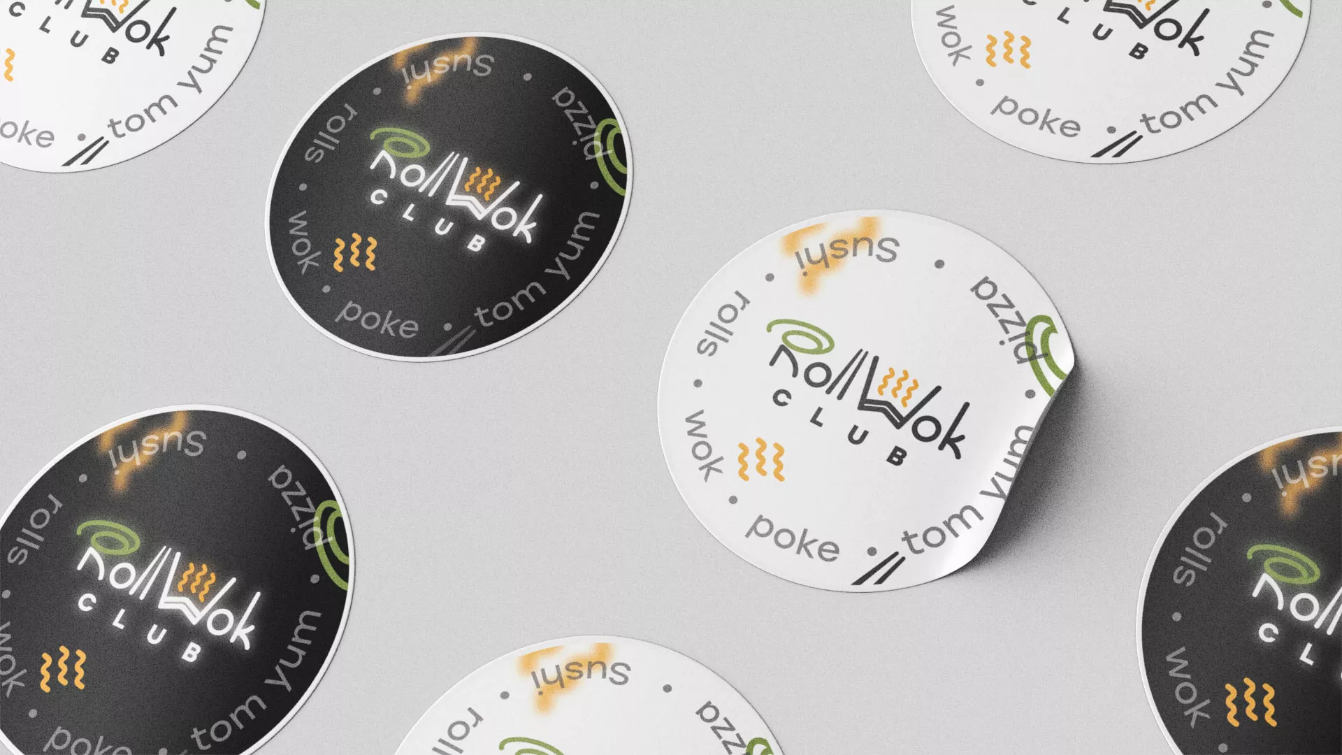 Разработка наклеек для суши-бара «Roll Wok Club» в Козельске
